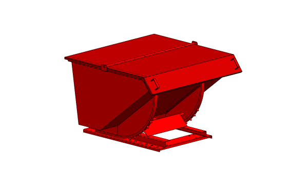 self dumping hopper, red, with lid