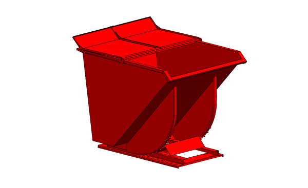 open lid red self dumping hopper