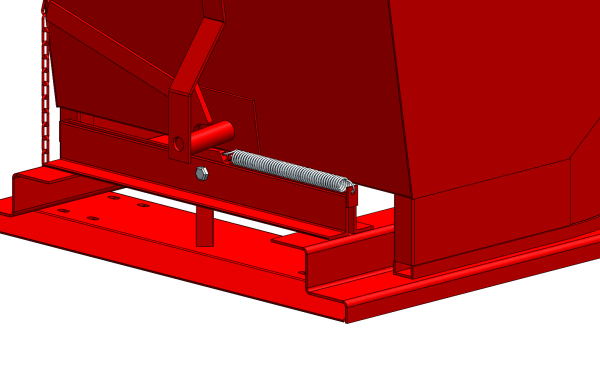 close up of spring for self dumping hopper with lid