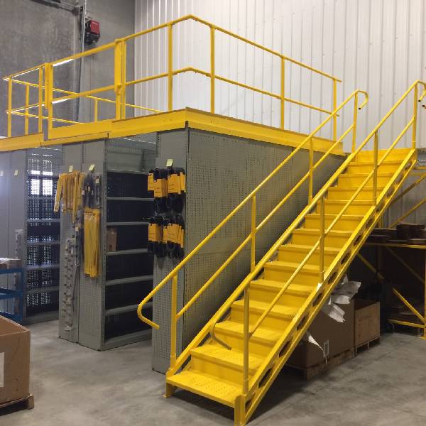 yellow mezzanine in warehouse